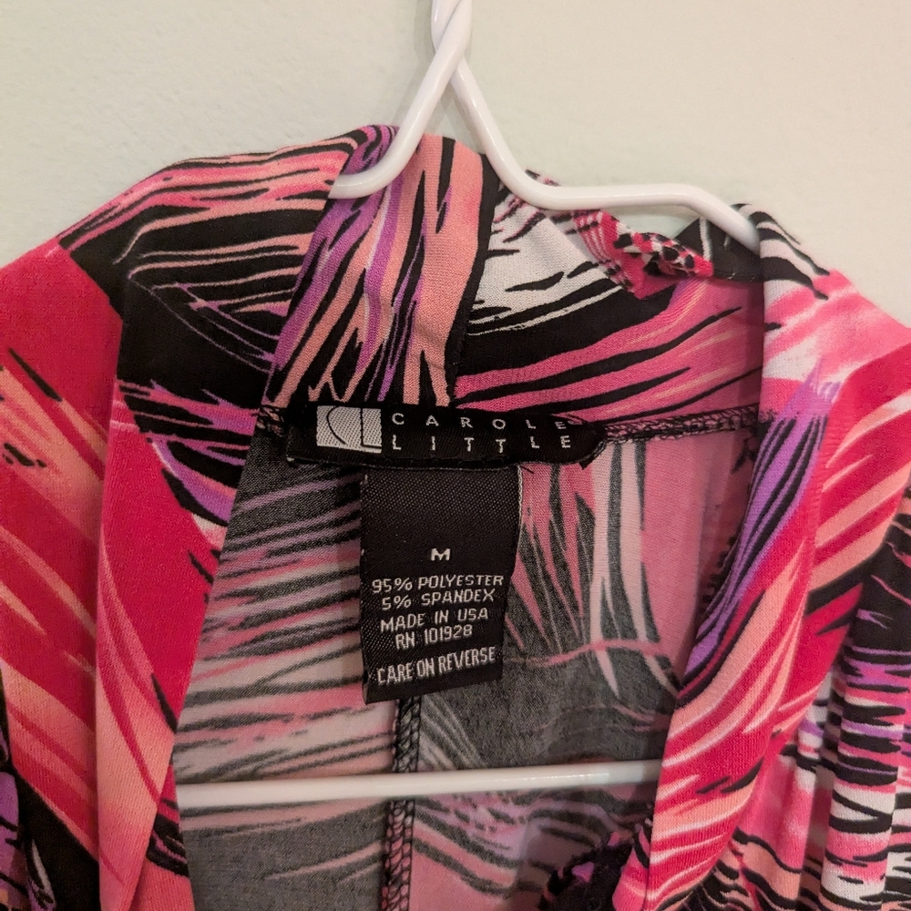 CAROLE LITTLE Women's Medium Pink Purple Pattern Sleeveless Tie Neck Top 73 - Picture 5 of 8